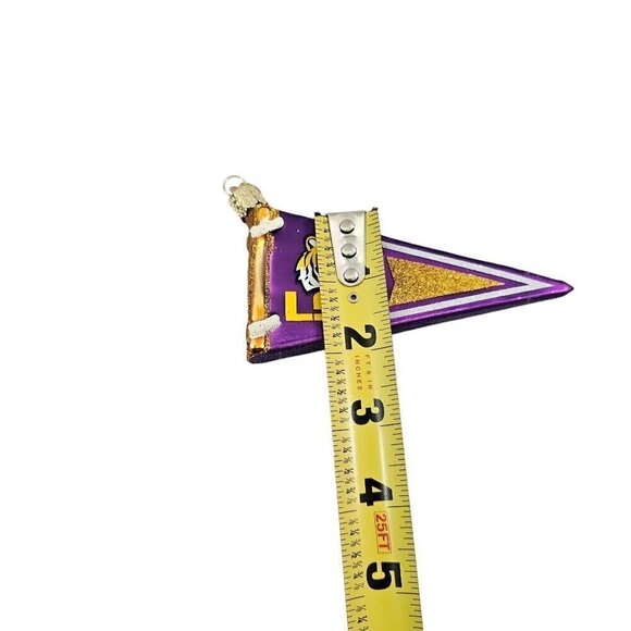 Louisiana State Pennant Mouth-Blown Hand Painted Glass Ornament LSU Tigers - Picture 7 of 16